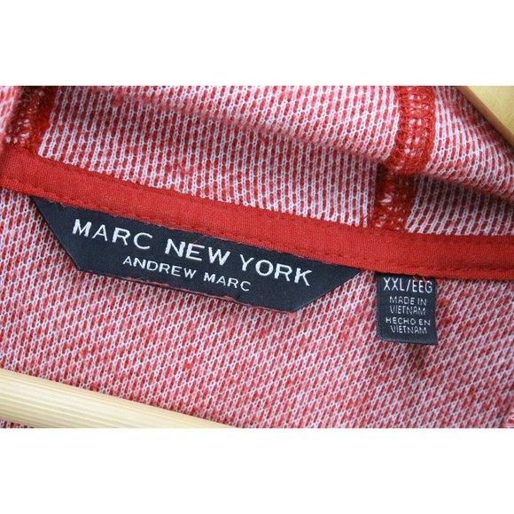 MARC NEW YORK ANDREW MARC Hoodie Sweatshirt Women's Red Oversized Short Sleeve - Picture 4 of 7